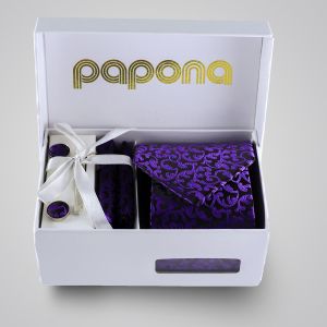 papona Paisley Necktie Set - Dark Purple
