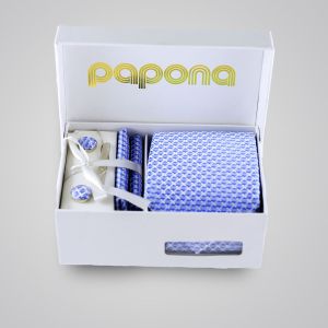 papona Checkered Necktie Set - Light Blue