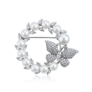 Rhodium Plated Butterfly Brooch