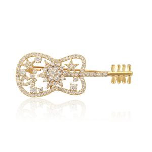 Gold Plated Guitar Brooch 