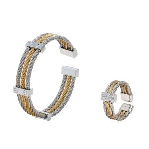 Multicolor Twisted Cable Bangle & Ring Set