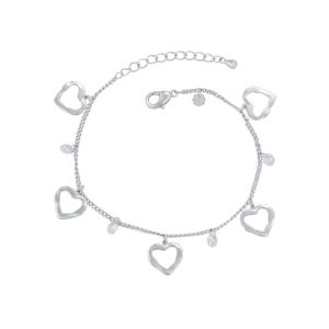 Rhodium Plated Hearts Bracelet