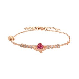 Gold Plated Heart Boat Bracelet - Rose