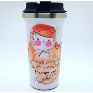  Lovely Girl Hand-Painted Thermo Travel Mug