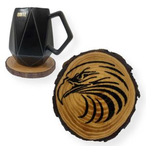 Falcon Engraved Tree Slice Coaster