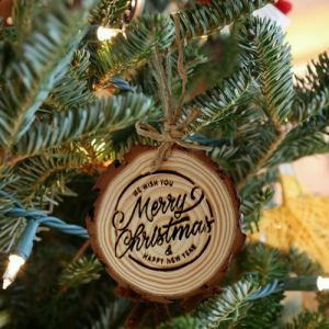 Merry Christmas Engraved Tree Slice
