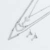 Heart Key Necklace & Earrings Set - Silver