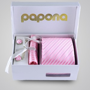 papona Striped Necktie Set - Pink