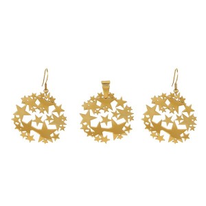 Gold Plated Stars Necklace & Earrings Set