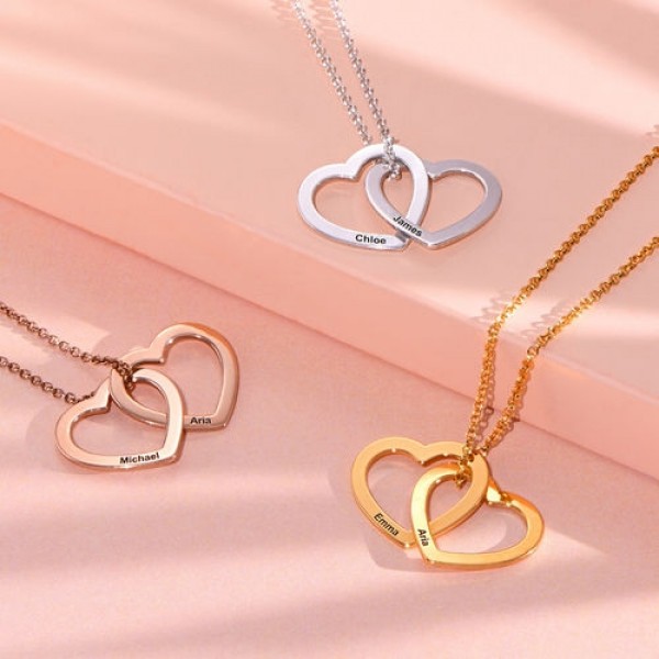 Personalized Nested Hearts Necklace