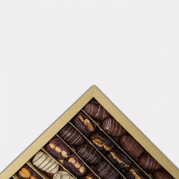 Chocolate Dipped Nuts Stuffed Assorted Dates in Box - 1Kg