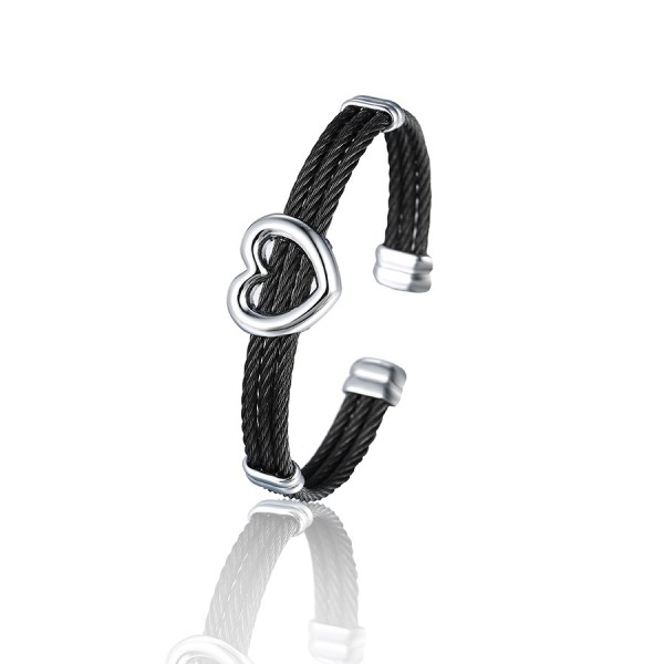 Heart Twisted Cable Bangle - Multi-Color