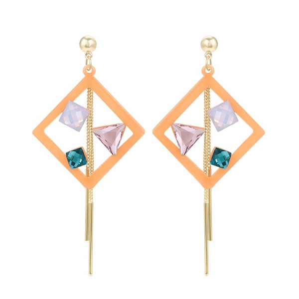 Mutlicolored Crystal Earrings - Light Orange
