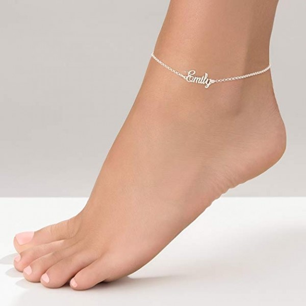 Rhodium Plated Name Anklet