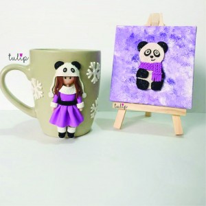 Panda & Girl Set of Mug & Canvas Art