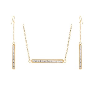 Gold Plated Bar Necklace & Earrings Set
