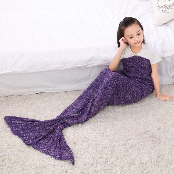 Mermaid Blanket for Kids-Purple