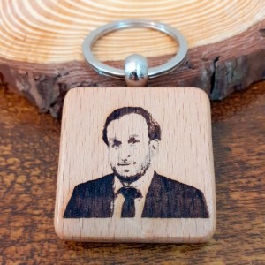 Photo Engraved Wooden Square Keychain