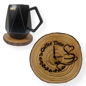 "Coffee Time" Engraved Tree Slice Coaster