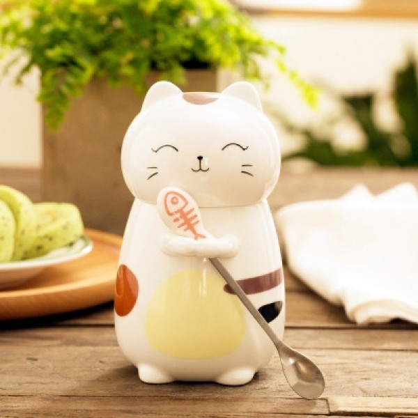 Cat Mug with Spoon-Happy