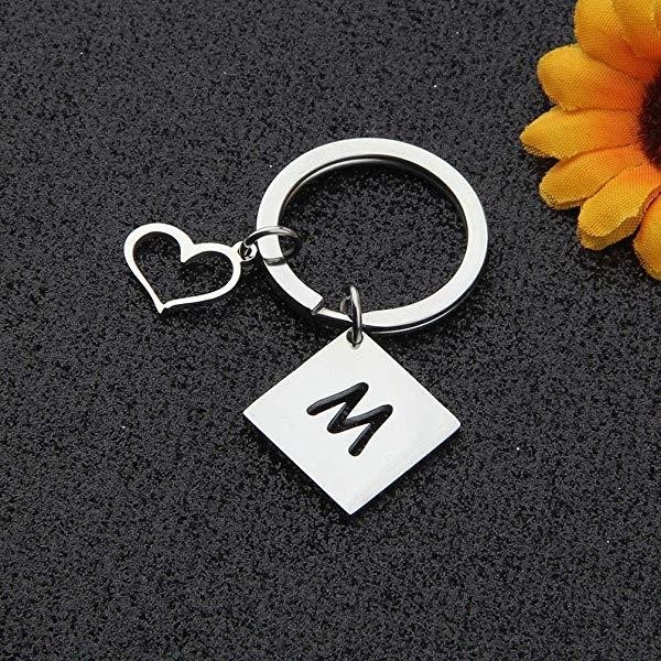 Letter with Heart Keychain