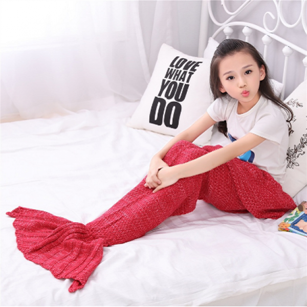Mermaid Blanket for Kids-Red