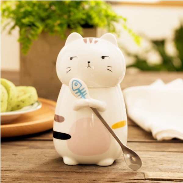 Cat Mug with Spoon-Funny