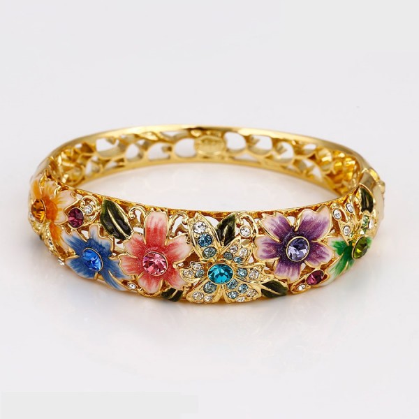 Spring Flowers Gold Plated Bangle