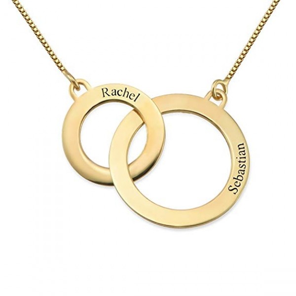Gold Plated Two Nested Rings Necklace