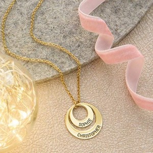 Gold Plated Two Nested Circles Necklace
