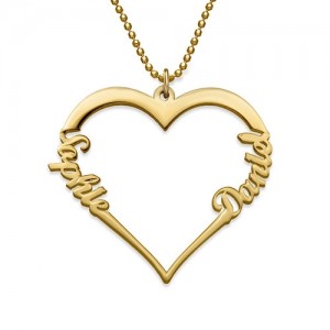 Gold Plated Heart with Names Necklace