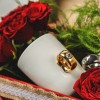Set of 2 Ring Mugs with Red Roses in a Box