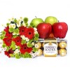 Set of Ferrero Rocher Chocolate, Apples, and Flowers Bouquet