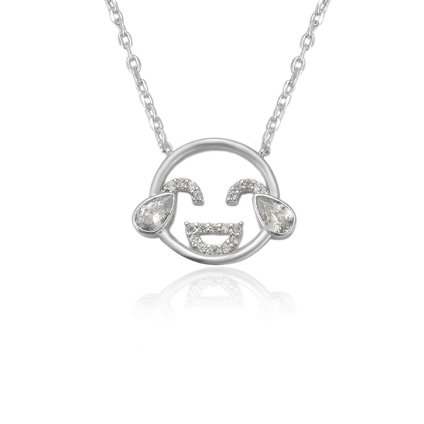 Rhodium Plated Smiley Necklace