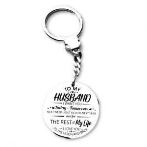 "To My Husband" Silver Keychain