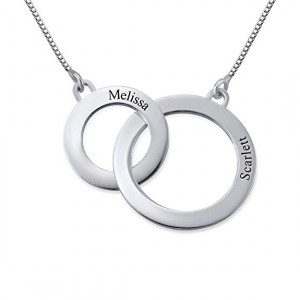 Rhodium Plated Two Nested Rings Necklace