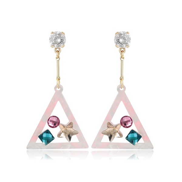 Mutlicolored Crystal Earrings - Pink