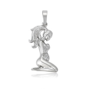 Rhodium Plated Pregnant Necklace