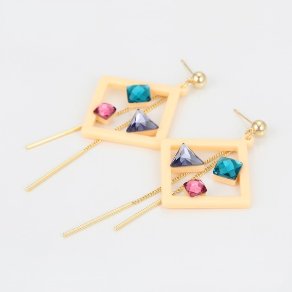 Mutlicolored Crystal Earrings - Beige