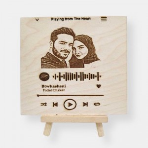Photo and Spotify Song Engraved Wooden Sheet