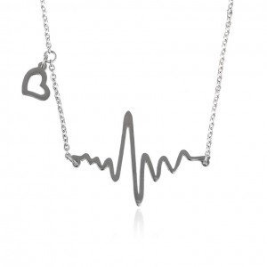 Stainless Steel Heart Beat Love Cardiogram Necklace