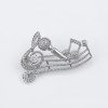 Rhodium Plated Musical Notes Brooch