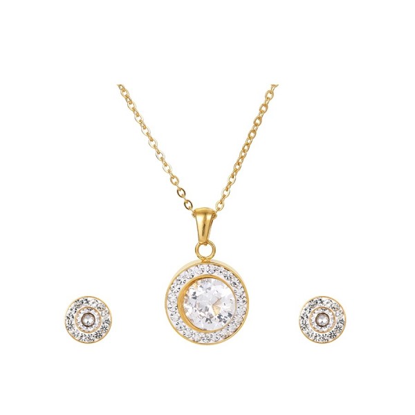 Gold Plated Crystal Necklace & Earrings Set