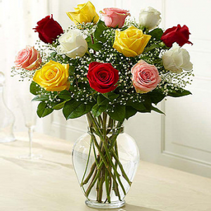 Mixed Roses in a Vase