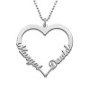 Silver Plated Heart with Names Necklace