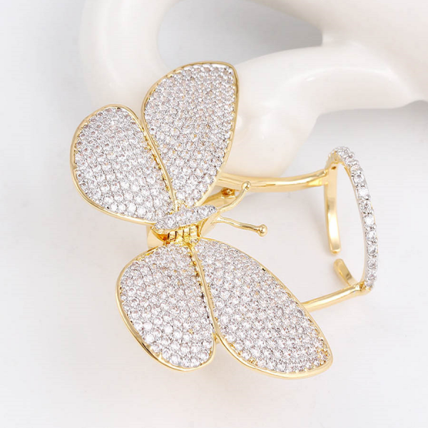 Crystal Encrusted Butterfly Ring