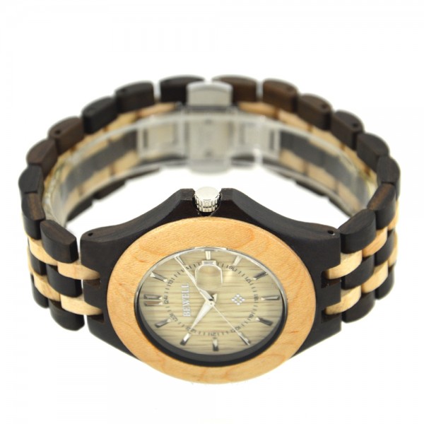 Men's Natural Wood Watch - Beige & Black