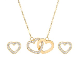 Gold Plated Heart Necklace & Earrings Set