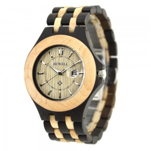 Men's Natural Wood Watch - Beige & Black