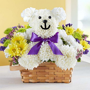 Bear Flowers Arrangement in a Basket